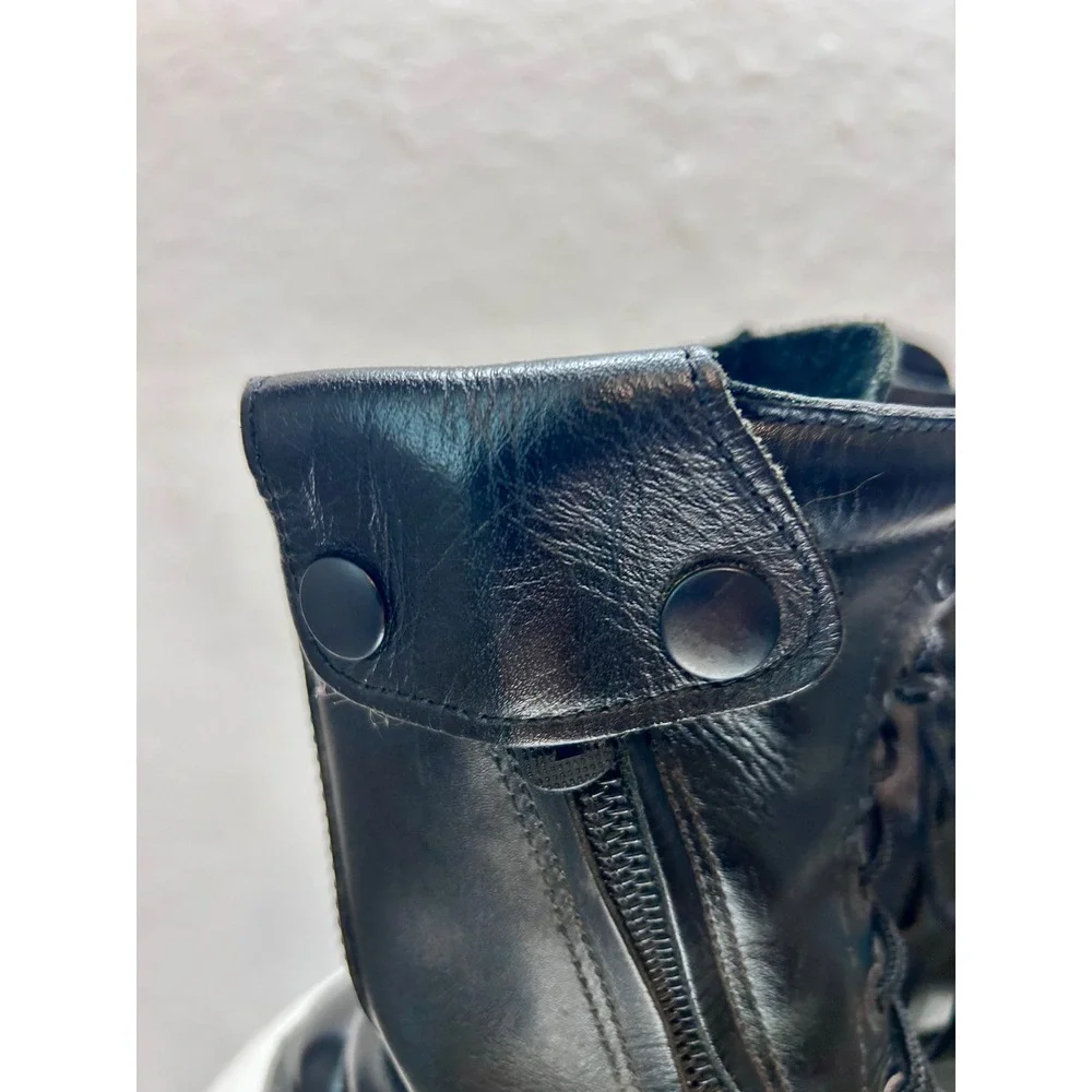 Rocky 2090 Mens 10 Inch Paraboot Black Leather Side Zip Combat Boots Size 10 M